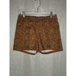 Rec Swim Ink‎ Athletic Shorts High Waist Pockets Orange Black Print XL